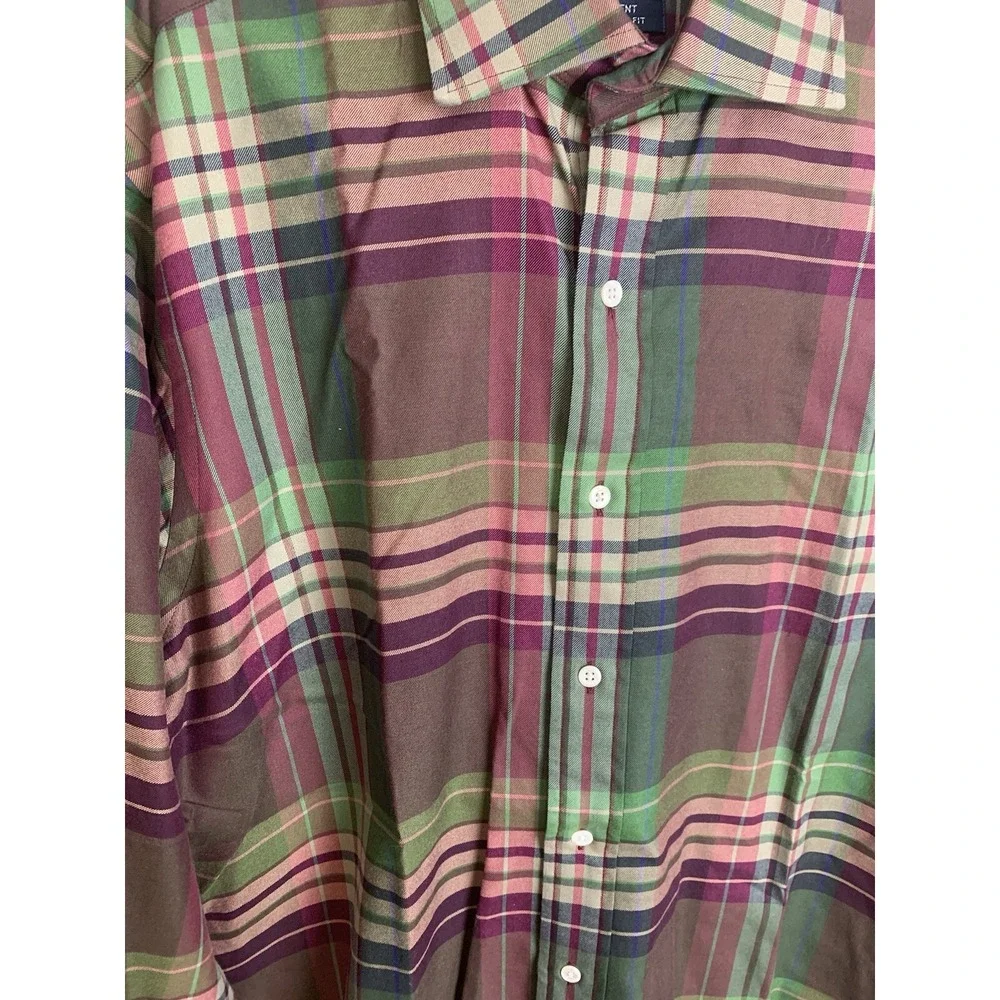 Polo Ralph Lauren Shirt Mens Medium Plaid Green Button Down Long Sleeve Casual‎